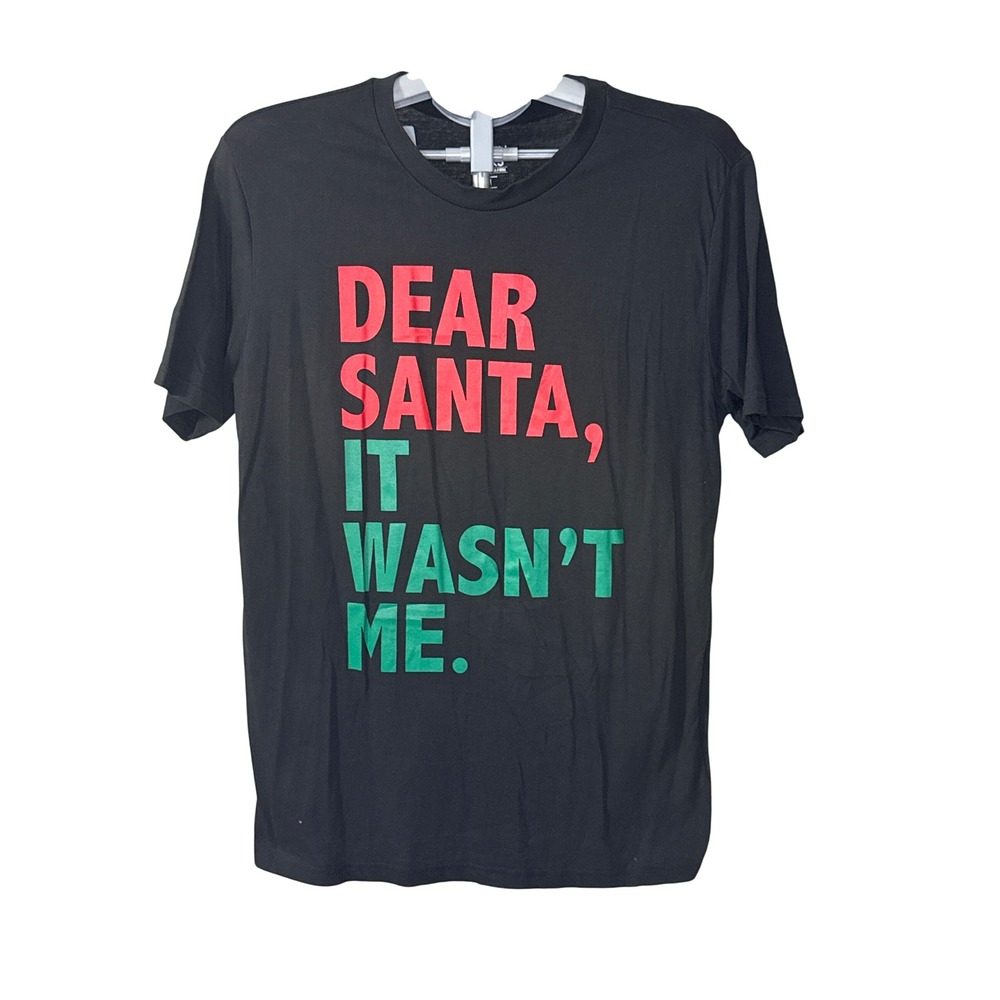 Seven Oaks Mens Dear Santa It Wasnt Me Christmas Graphic T-Shirt Black Medium
